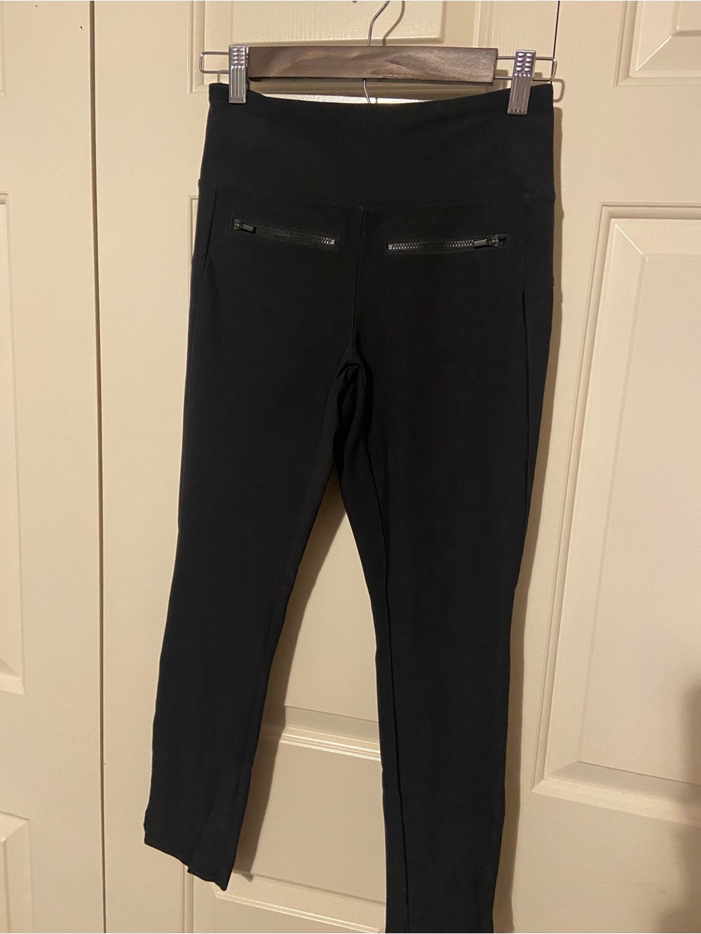 Athleta Black High-Rise Leggings with Back Zip Pockets